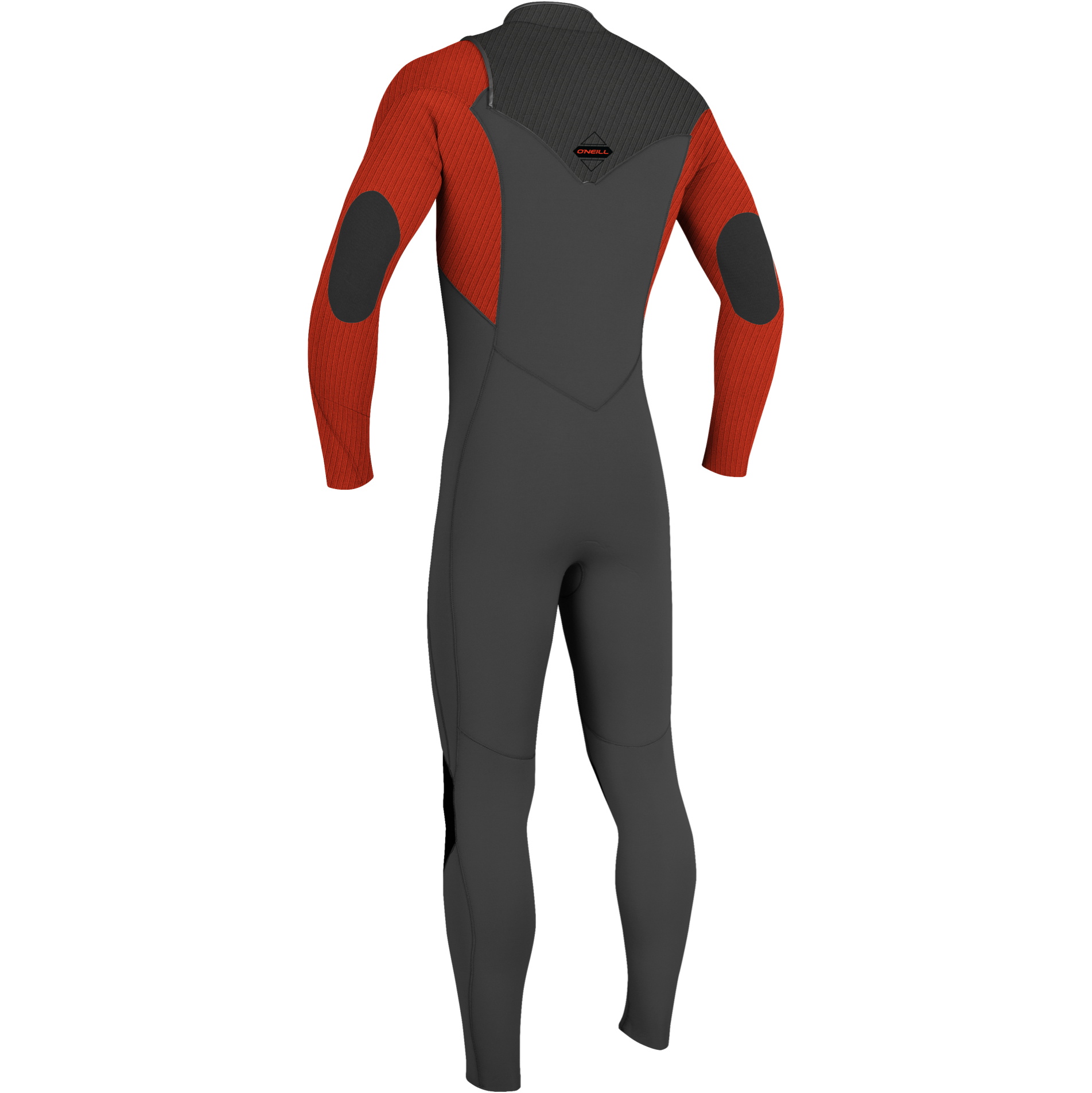 2025 O'Neill Youth Hyperfreak+ 4/3mm Borst Ritssluiting Wetsuit 5351 - Raven / Fire Red